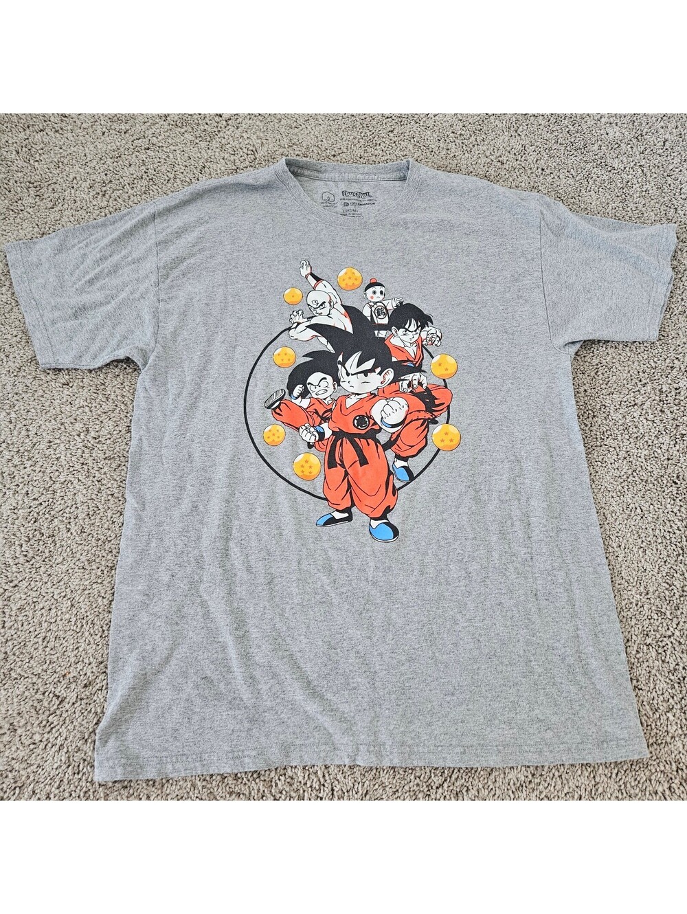 Dragon Ball Z Classic Characters Graphic T-Shirt Gray Size Large